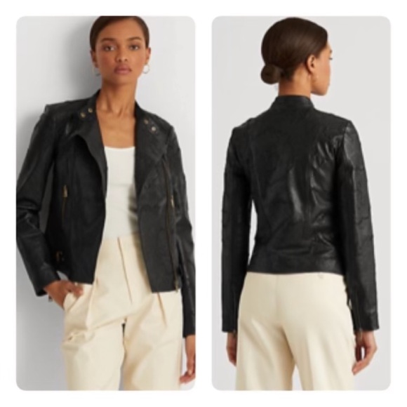 RALPH LAUREN TOOLED LEATHER MOTO JACKET SIZE 10 NWT - Picture 4 of 16